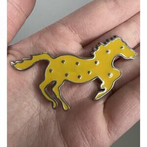 Mustang Horse Yellow Enamel Brooch Pin Retro